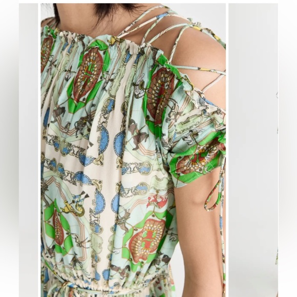 Tory Burch Carousel Silk Off The Shoulder Dress - Picture 3 of 12